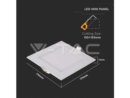 V-TAC LED panel 12W 4000K štvorcový