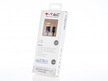 V-TAC POWER USB kábel micro USB 3m čierny