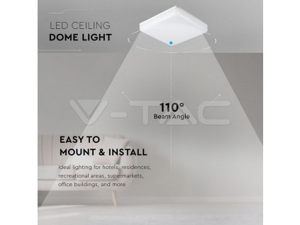 V-TAC LED svietidlo 25W štvorcové biele 6400K IP44 SAMSUNG