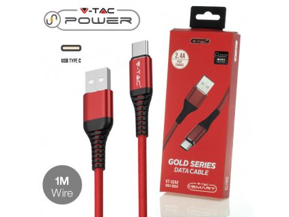 V-TAC POWER USB kábel USB-C 1m červený