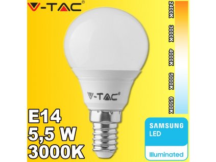 V-TAC PRO SAMSUNG LED žiarovka E14 P45 5,5W teplá biela