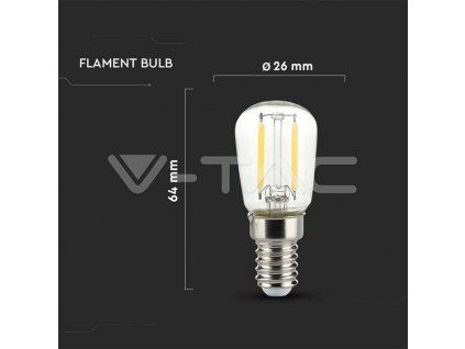 V-TAC LED žiarovka E14 ST26 2W 3000K filament