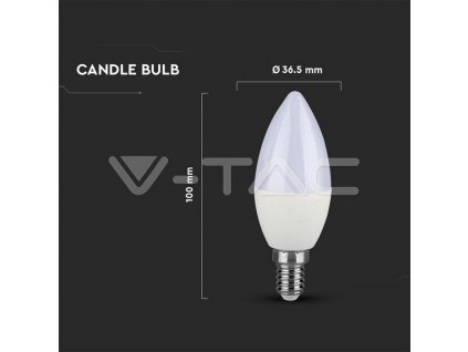 V-TAC LED žiarovka - E14 C37 2,9W 3000K