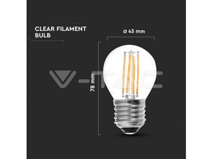 V-TAC LED žiarovka E27 G45 4W 3000K filament