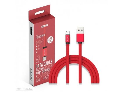 V-TAC POWER USB kábel MICRO-USB 1m červený