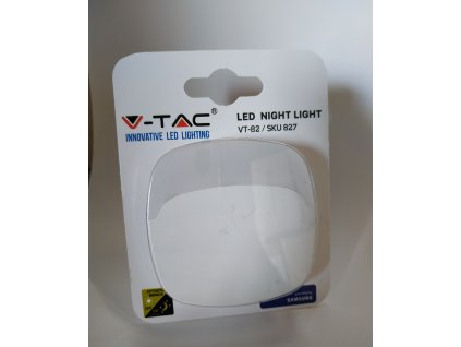 V-TAC PRO LED nočné svetlo do zásuvky denná biela štvorcové