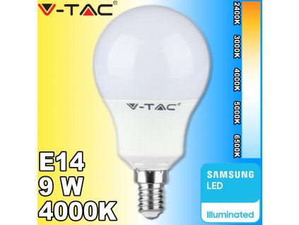 V-TAC PRO SAMSUNG LED žiarovka E14 A58 9W denná biela