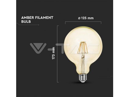 V-TAC LED žiarovka E27 G125 12W 2200K filament