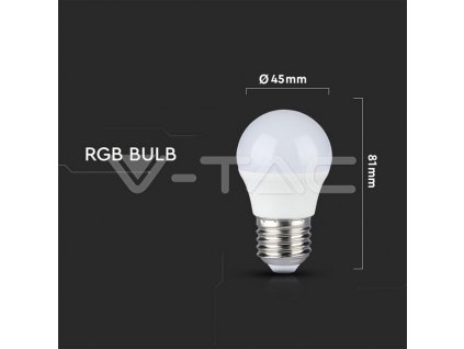 V-TAC LED žiarovka E14 P45 3,5W RGB 4000K + diaľkové ovládanie