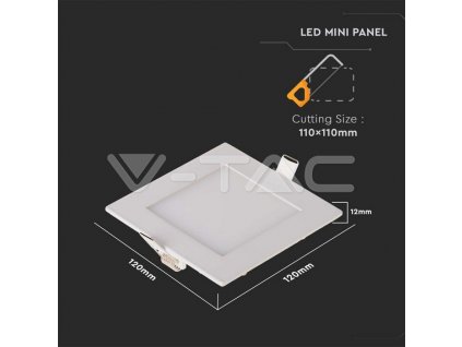 V-TAC LED panel 6W 6400K štvorcový