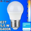 V-TAC PRO SAMSUNG LED žiarovka E27 G45 5,5W studená biela