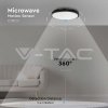 V-TAC LED svietidlo 18W 4000K kruhové čierne IP44 + mikrovlnný senzor