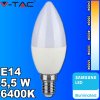 V-TAC PRO SAMSUNG LED žiarovka E14 C37 5,5W studená biela