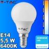 V-TAC PRO SAMSUNG LED žiarovka E14 P45 5,5W studená biela