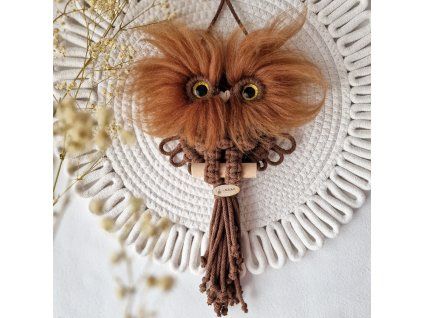 macrame sova rouno mini hneda