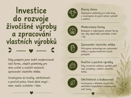 Investlice do rozvoje živočiškńé výroby