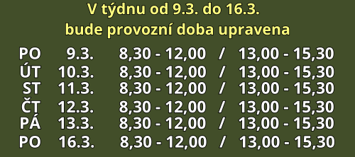 Otevírací doba březen