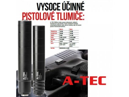 TLUMIČ PMM-45, MODULOVÝ, IMPULZNÍ PRO PISTOLE, RÁŽE DO .45", NA ZÁVIT M16 X 1MM LH A-TEC