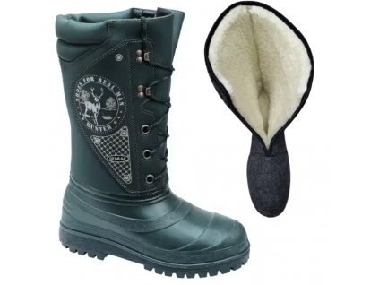DEMAR - Pánská myslivecká zimní obuv HUNTER SPECIAL  zelená, s vyjímatelnou vložkou  z pravé ovčí vlny