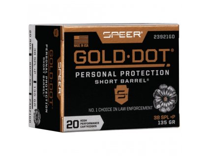 Náboj kulový Speer, Personal Protection, .38 Spec.+P, 135GR, Gold Dot  A-1