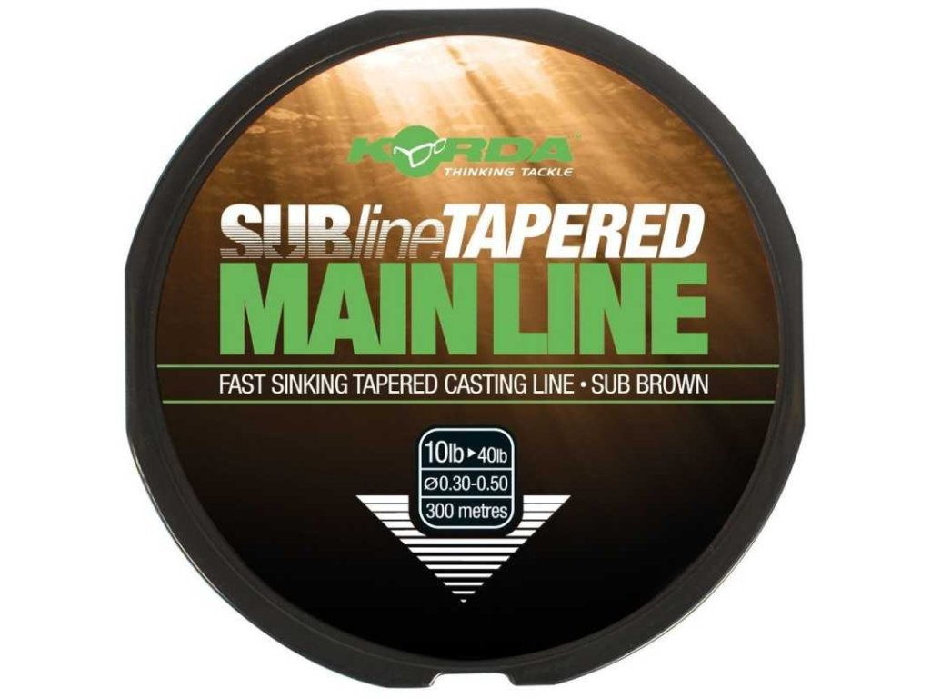 korda konicky vlasec subline tapered mainline 033 050mm brown 300m hnedy