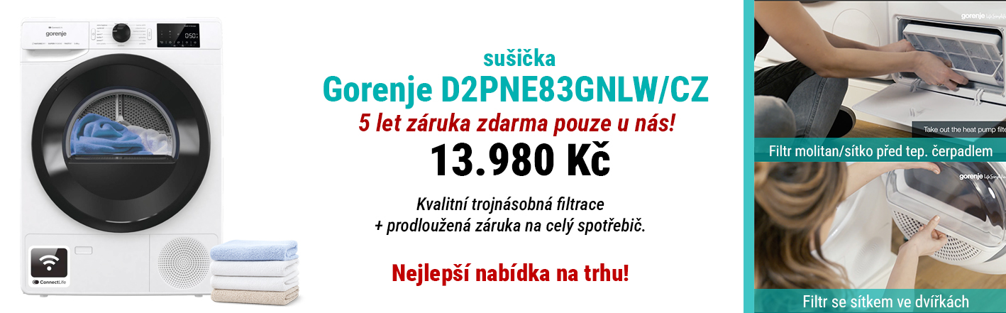 sušička Gorenje D2PNE83GNLW/CZ na www.vadura.cz