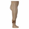 perle openwork tights with bow camel