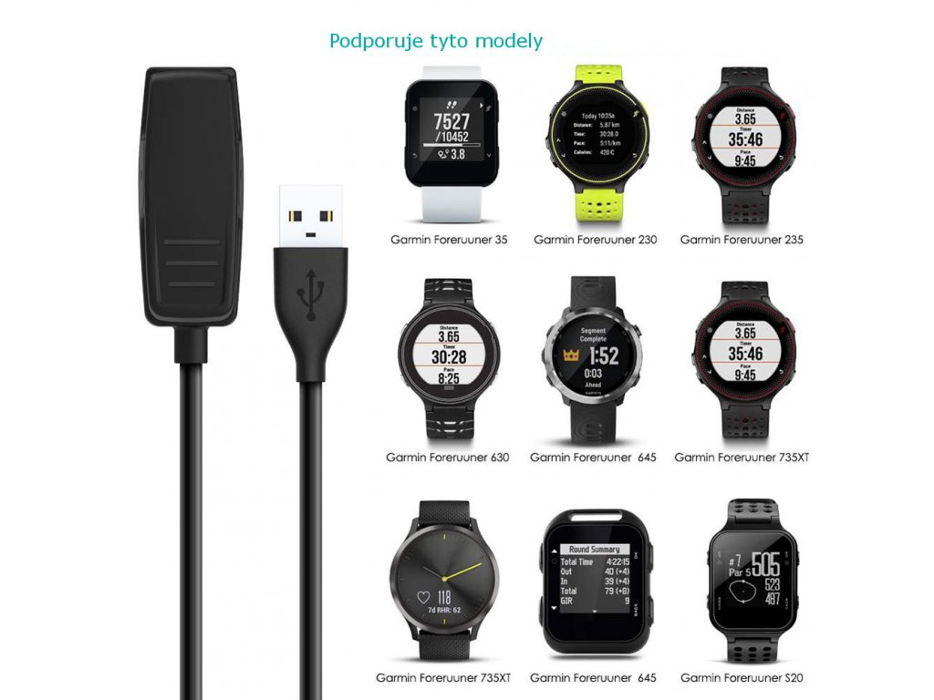 Náhradní nabíječka pro Garmin Forerunner 35, 645, 735XT, 230, 235,630,  Garmin Lily Vivomove, Vivomove HR - VakShop