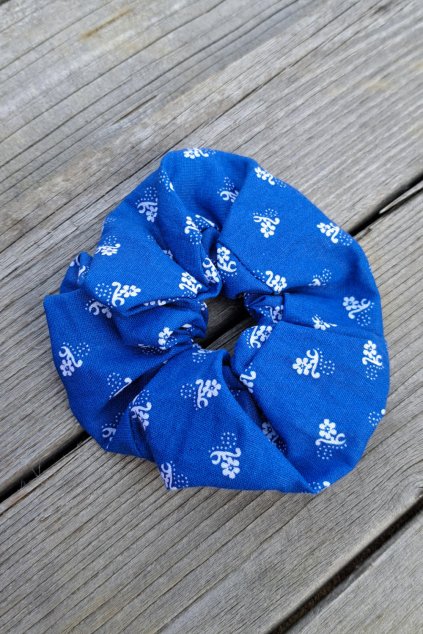foklorní gumička do vlasů modrá