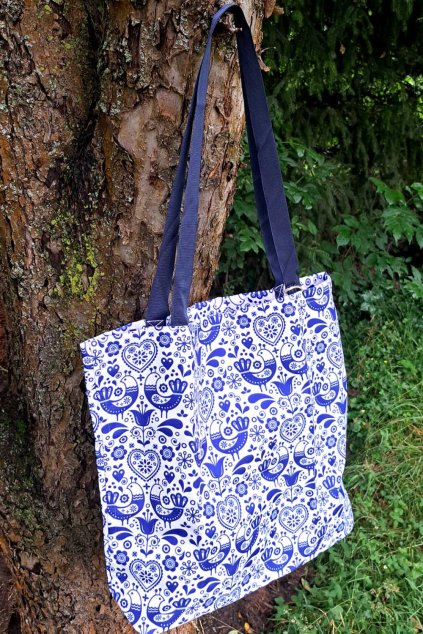 Taška z kočárkoviny ptáčci bílo modrá