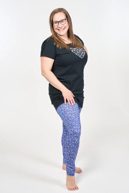 funkční legíny se vzorem modrotisku