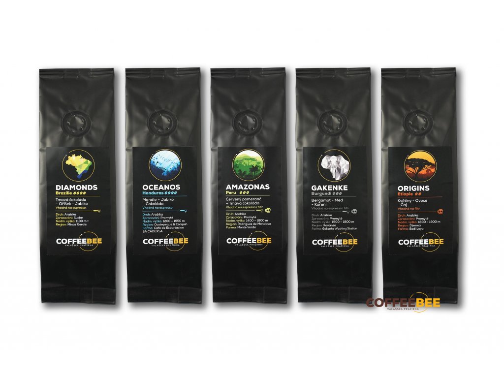 5 in 1. Vyzkoušejte pět různých druhů káv v jednom setu