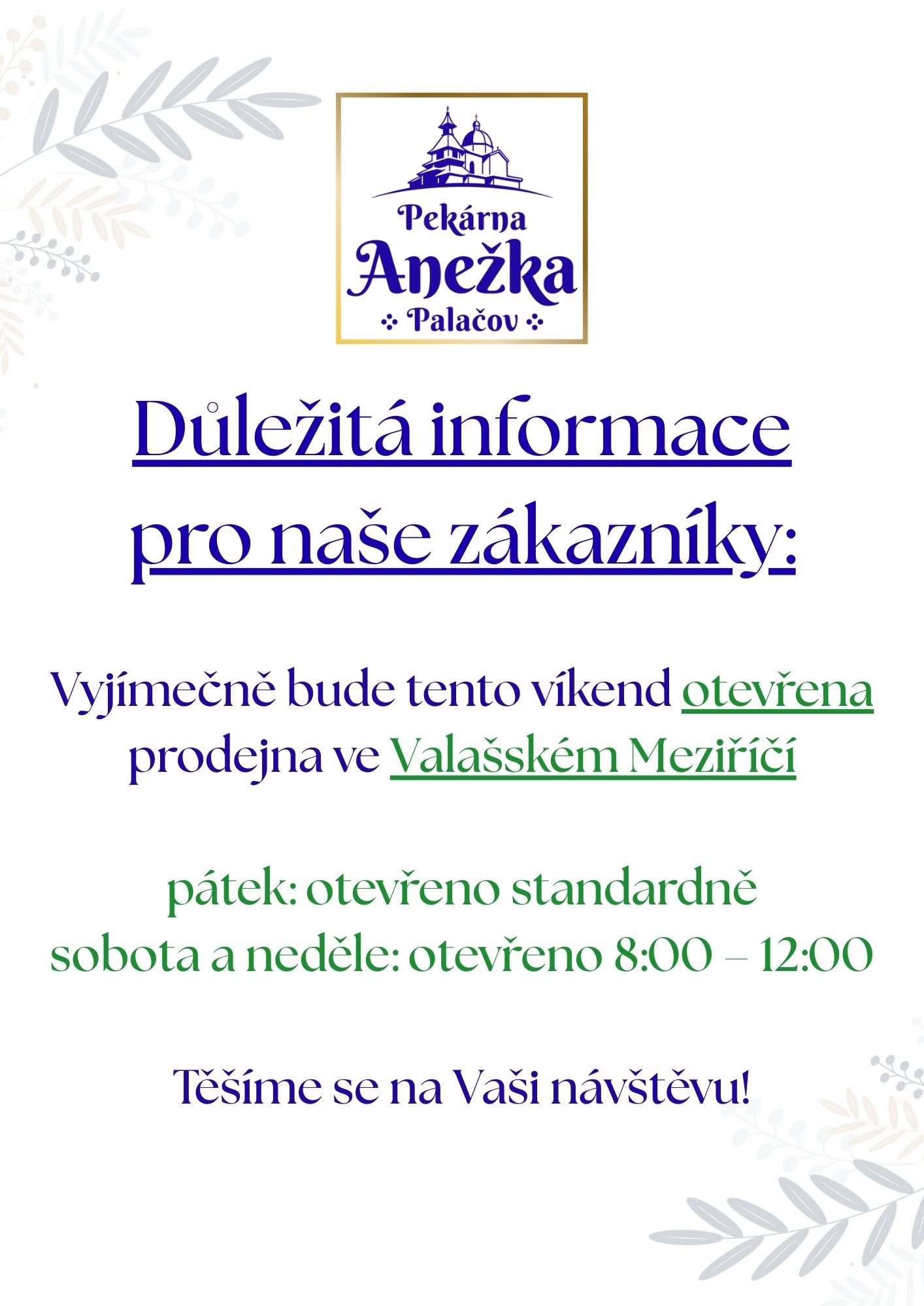 Prodejna Valašské Mezičíčí víkend 21.2. - 22. 2. OTEVŘENA!