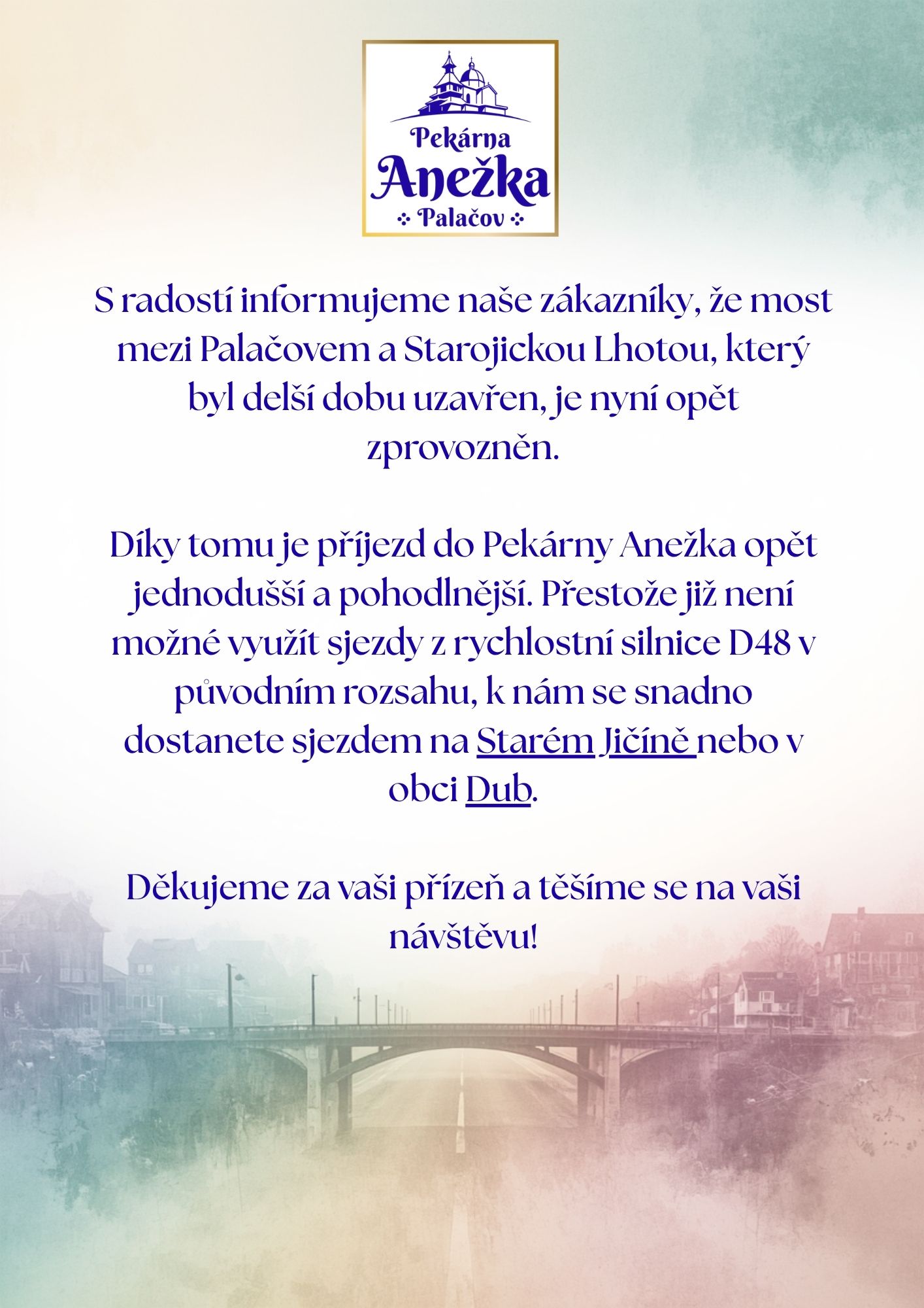 Znovuotevření mostu do Palačova - sjezdy z rychlostní komunikace