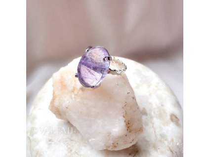 Prsten ovál s ametystem