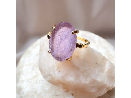 Prsten ovál s ametystem pozlacený