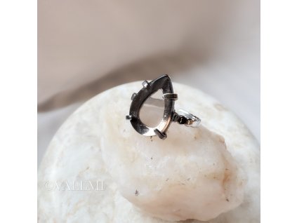 Prsten kapka s kouřovým křišťálem