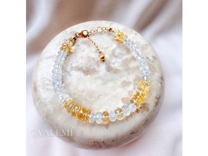 The Golden Moon - náramek s citrínem a duhovým měsíčním kamenem