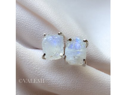 Náušnice s duhovým měsíčním kamenem stříbrné