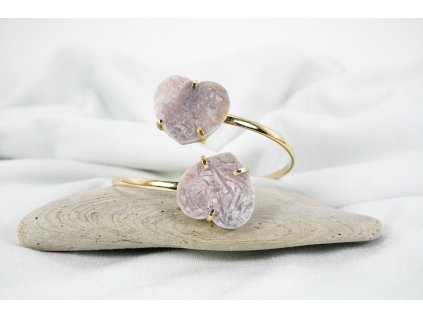 Dvojitý náramek srdce s růžovým ametystem 1