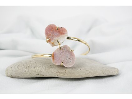 Dvojitý náramek srdce s růžovým ametystem 2