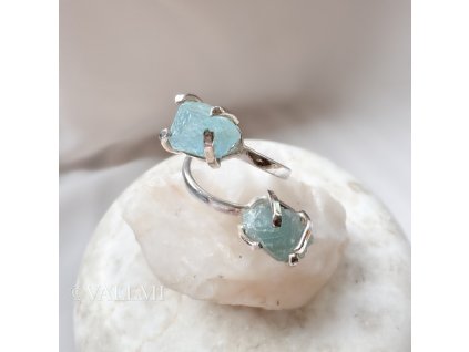 Dvojitý prsten s akvamarínem
