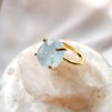 Prsten s přírodním akvamarínem pozlacené stříbro typ 1