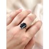 Prsten s černým onyxem stříbrný typ 2