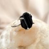 Prsten s černým onyxem stříbrný typ 2