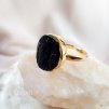 Prsten Elfiria s černým onyxem pozlacený