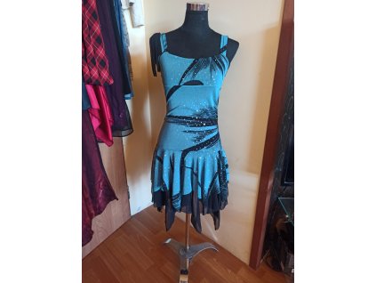 Šaty krátké modročerné s flitry