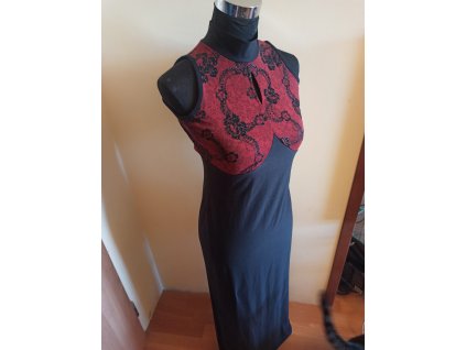 Šaty černé dlouhé s vínovým vzorem