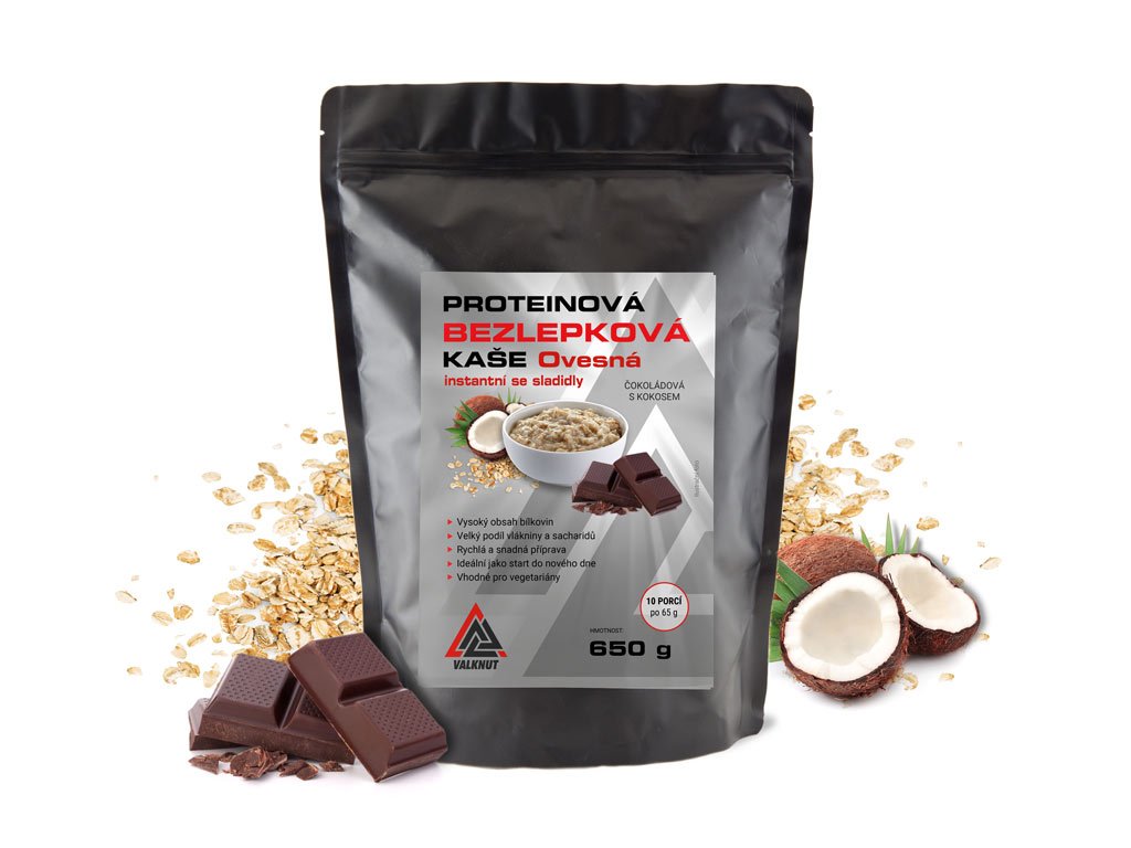 bezlepkova proteinova ovesna kase cokolada kokos baleni 10x65g