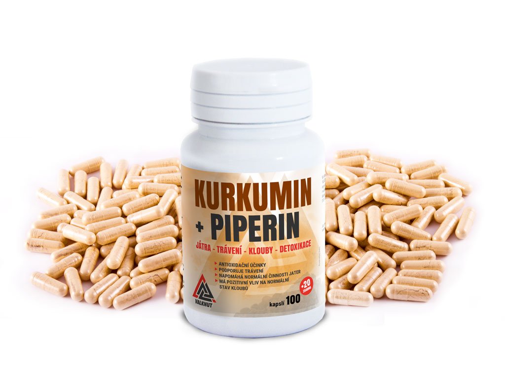 Kurkumin + Piperin VALKNUT 120 kapslí